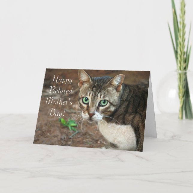Glückliche Belated Mother's Day Cat Grußkarte Karte (Vorderseite)