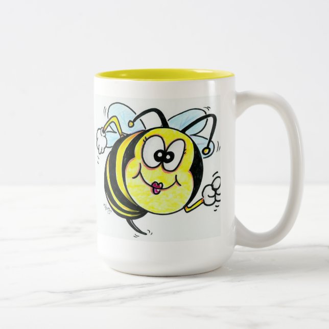Glückliche beschäftigte Biene Zweifarbige Tasse (Rechts)