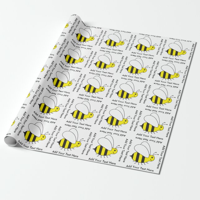 Glückliche beschäftigte Hummel-Bienen-niedliches Geschenkpapier (Ungerollt)