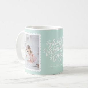 Glückliche Beschriftungs-Minzen-Foto-Collage des Kaffeetasse