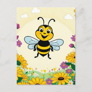 Glückliche Biene in farbenfrohen Blume Postkarte