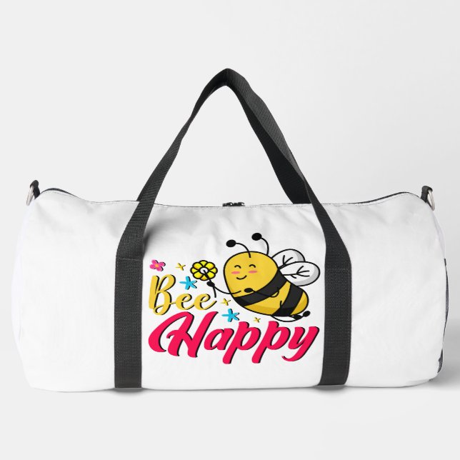 Glückliche Bienen-Blumen-Cartoon  Duffle Bag (Vorderseite)