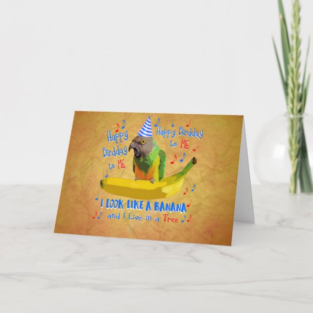 Glückliche Birdday Senegal Papageien-Banane Karte (Vorderseite)