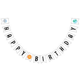 Glückliche Birthday Sonne und Planeten jagen Wimpelkette