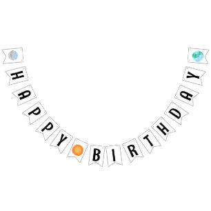 Glückliche Birthday Sonne und Planeten jagen Wimpelkette