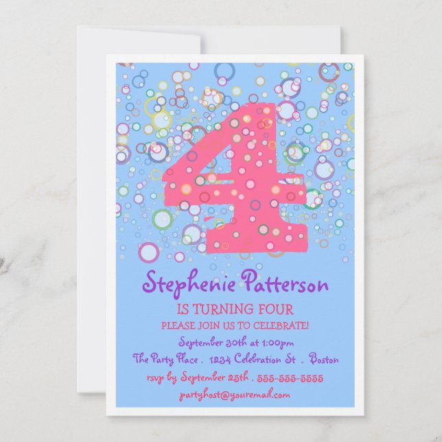 Glückliche Blasen! Farbige Geburtstagspartei Einladung (Vorderseite)