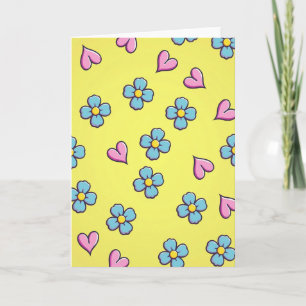 Glückliche Blaue Blumen-Herzen-Karte Karte