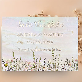 Glückliche Blooms Hochzeit Speichern Sie die Datum Folieneinladung