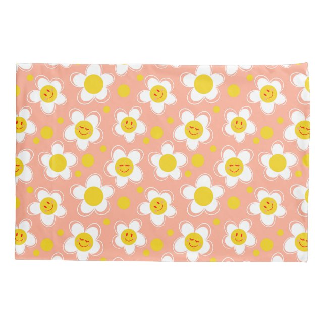 Glückliche Blume - rosa Kissenbezug (Rückseite)