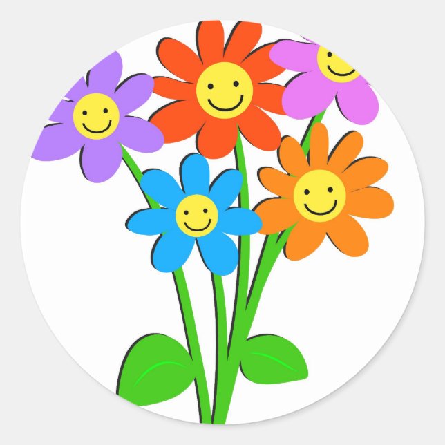 Glückliche Blume Runder Aufkleber (Vorderseite)
