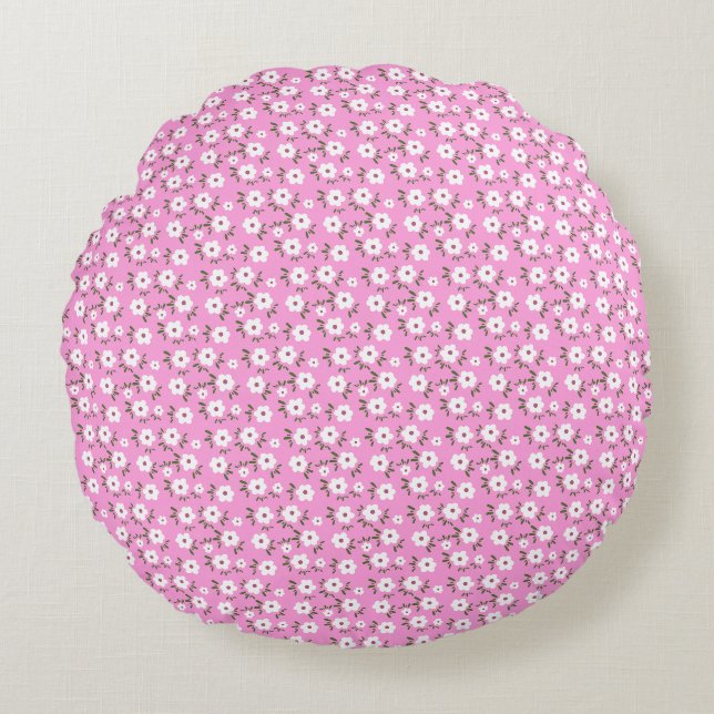 Glückliche Blume Rundes Kissen (Vorderseite)