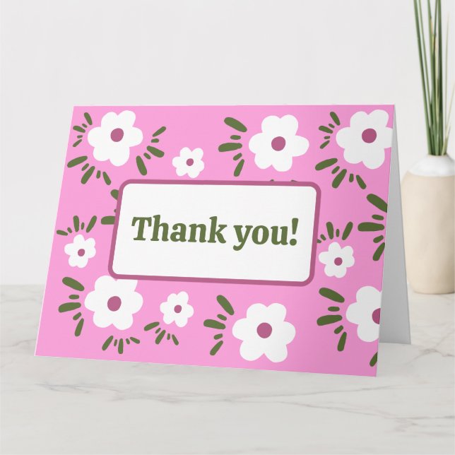 Glückliche Blumen Dankeskarte (Vorderseite)