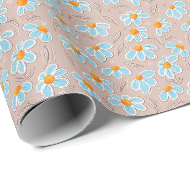 Glückliche Blumen  Geschenkpapier (Rolleneckpunkt)
