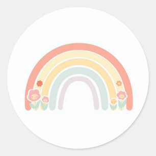 Glückliche Blumen Gesichter Pastell Regenbogen Gef Runder Aufkleber