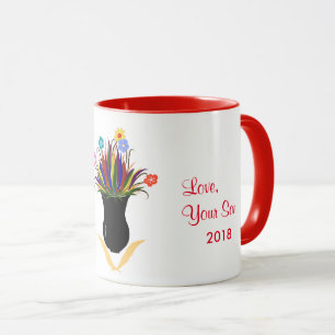 Glückliche Blumen-personalisierte Tasse der Mutter