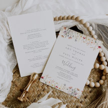 Glückliche Boho Wildblumen Hochzeit Vorder- und Rü