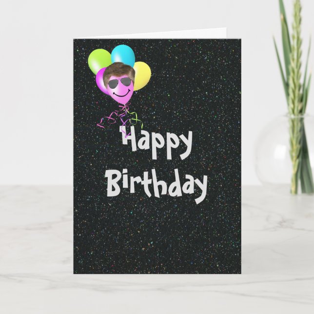 Glückliche Bollons zum Geburtstag auf Glitzer Karte (Vorderseite)