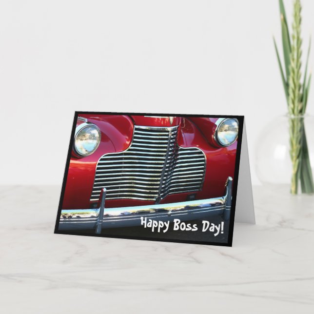 Glückliche Boss's Day Red Classic Car Grußkarte Karte (Vorderseite)