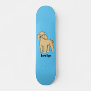 Glückliche braune Pudel-Cartoon-Illustration Skateboard