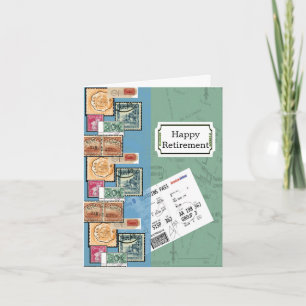 Glückliche Briefmarke für das Ruhestand der Welt Karte
