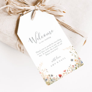 Glückliche Bunte Boho Wildblumen Hochzeitsbegrüßun Geschenkanhänger