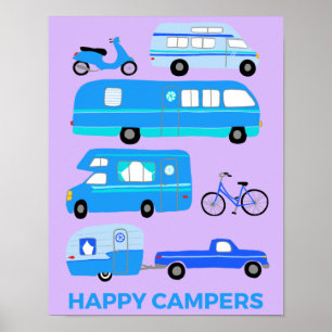 GLÜCKLICHE CAMPER! Campervan Vanlife Wohnmobil Anh Poster