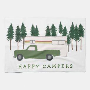 GLÜCKLICHE CAMPER LKW-CAMPING RVing Bäume Wald Geschirrtuch