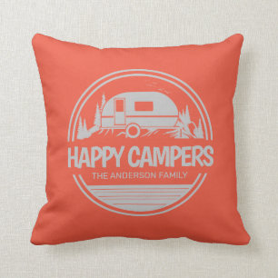 Glückliche Camper Vintage-Silhouette Camping Kissen
