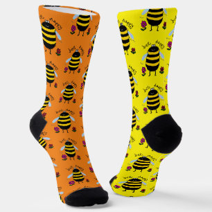 Glückliche Cartoon-Bienen-Socken Socken