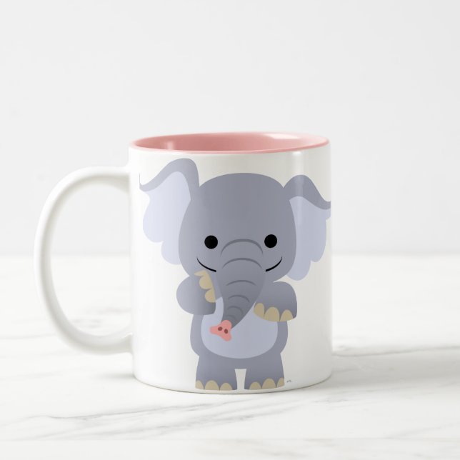 Glückliche Cartoon-Elefant-Tasse Zweifarbige Tasse (Links)