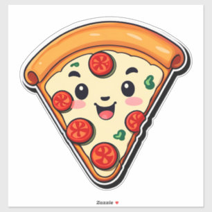 Glückliche Cartoon-Pizza mit Pepperoni Aufkleber