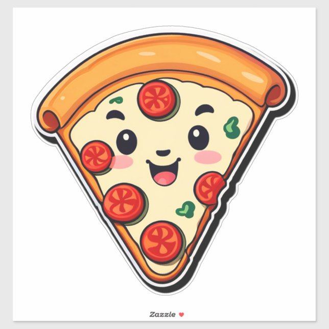 Glückliche Cartoon-Pizza mit Pepperoni Aufkleber (Blatt)