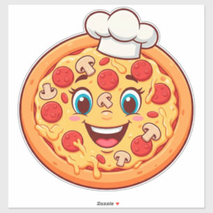 Glückliche Cartoon-Pizza mit Pepperoni Aufkleber