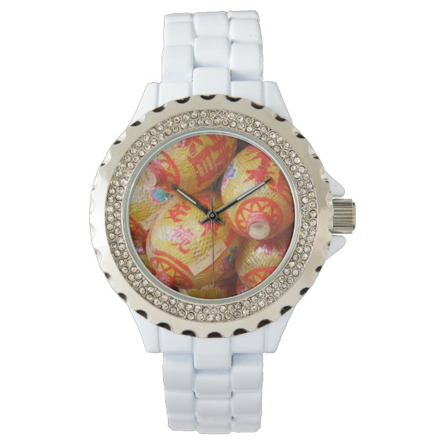 Glückliche chinesische Papierlaternen Armbanduhr (Vorderseite)