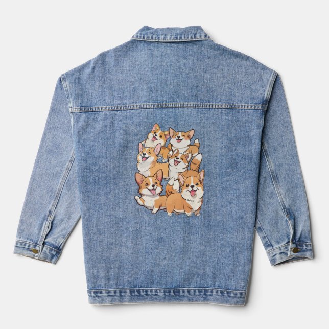 glückliche Corgi-Hunde Jeansjacke (Rückseite)