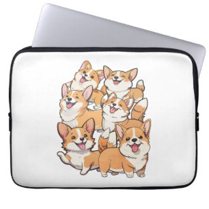 glückliche Corgi-Hunde Laptopschutzhülle