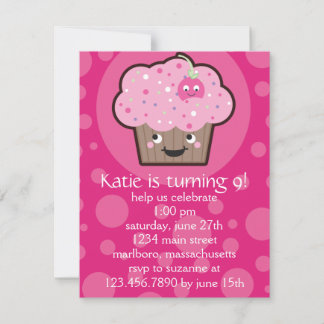 Glückliche Cupcake Geburtstagsparty Einladung