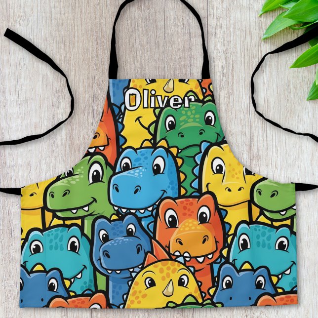 Glückliche Dinosaurier-Gesichter Überfülltes Muste Schürze (Von Creator hochgeladen)