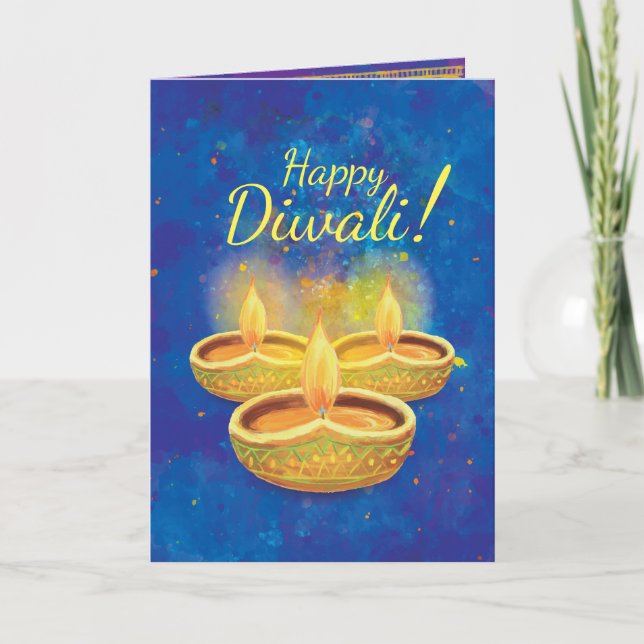 Glückliche Diwali aufschlussreiche Kerzen grüßend Karte (Vorderseite)