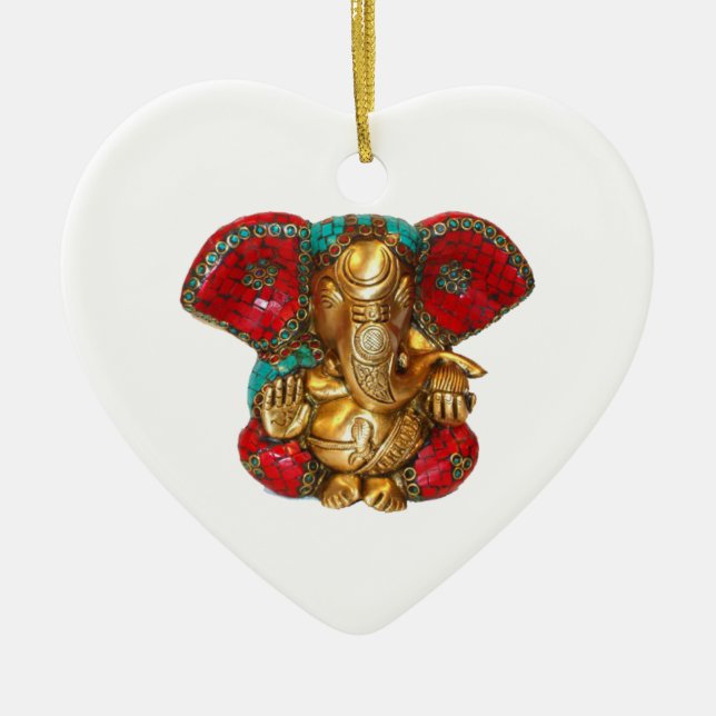 Glückliche DIWALI - Danke GANAPATI Ganesh Keramikornament (Vorne)