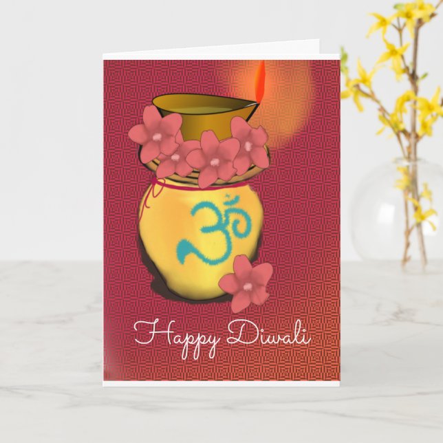 Glückliche Diwali Faltkarte Karte (Gelbe Blume)