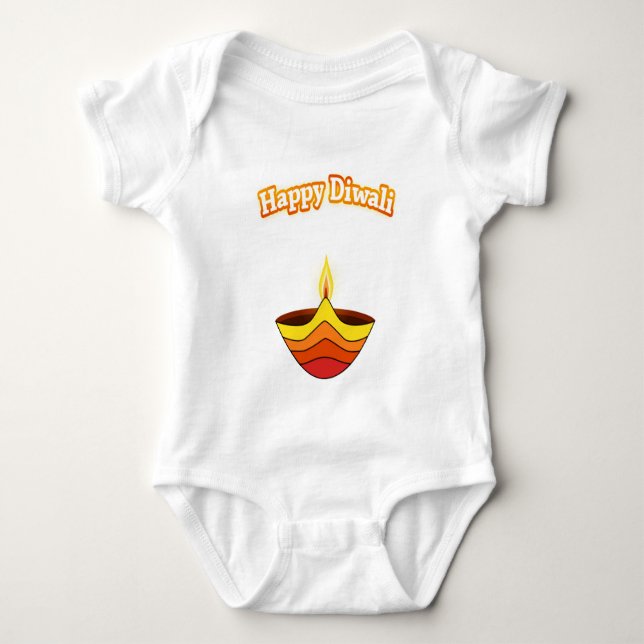 Glückliche Diwali und Diya Lampe Baby Strampler (Vorderseite)
