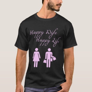 Glückliche Ehefrau-glückliche Leben-Frau T-Shirt