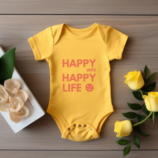 Glückliche Ehefrau, glückliches Leben - Funny Ehe  Baby Strampler
