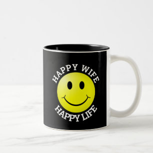 GLÜCKLICHE EHEFRAU GLÜCKLICHES LEBEN KAFFEE MUGS ZWEIFARBIGE TASSE