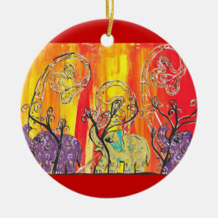 Glückliche Elefant-Parade-Verzierung Keramikornament