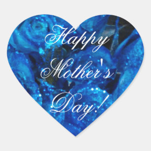 Glückliche elegante blaue Rosen der Mutter Herz-Aufkleber