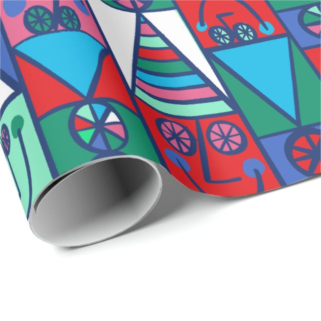 Glückliche Elfen-Geschenk-Wrap Geschenkpapier (Rolleneckpunkt)