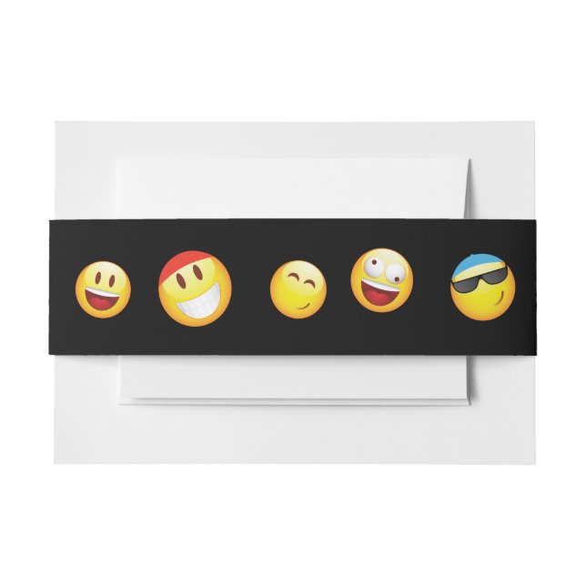 GLÜCKLICHE EMOJI Schläger-Bar Mitzvah Einladungsbanderole (Vorderseite Beispiel)