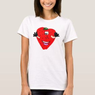 Glückliche Erdbeerdamen-Spaghetti-Spitze T-Shirt